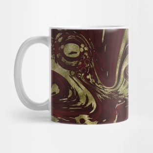 Gold Faux Glitter & Maroon Red Marble Abstract Art Mug